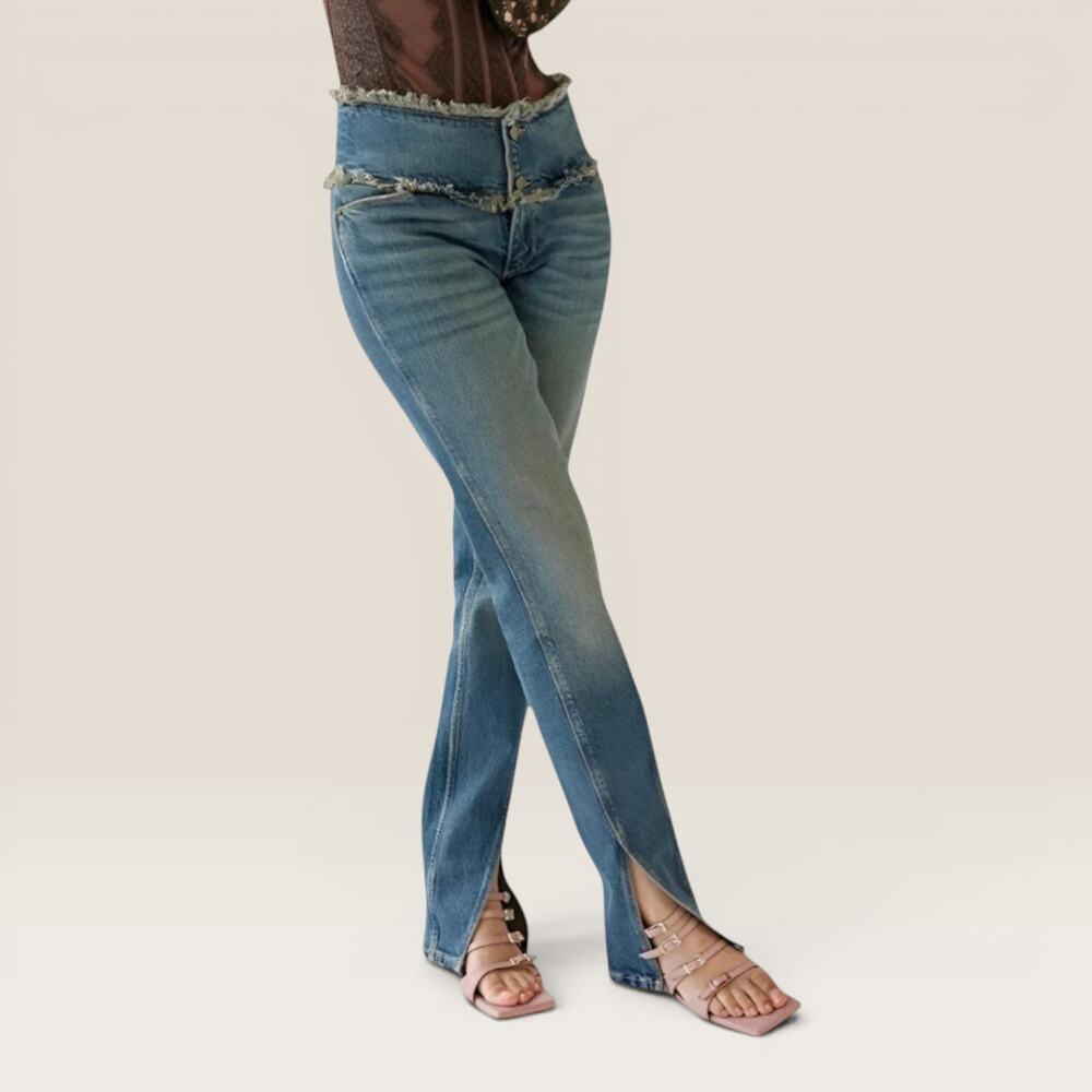 Urban Outfitters BDG Low Rise Raw Hem Fringe Skinny Jeans Tall 24 NWT